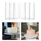Maxbell 6 Pieces Transparent Acrylic Cake Scraper Patterned Edge Scraper for Wedding