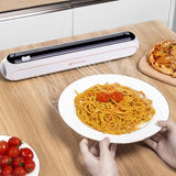 Maxbell Cling Film Wrap Dispenser Multi Functional Refillable Kitchen Storage Tool White