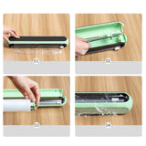 Maxbell Cling Film Wrap Dispenser Multi Functional Refillable Kitchen Storage Tool Light green