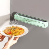 Maxbell Cling Film Wrap Dispenser Multi Functional Refillable Kitchen Storage Tool Light green