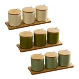 Maxbell 3 Pieces Ceramic Salt and Sugar Container for Counter Home Housewarming Gift white