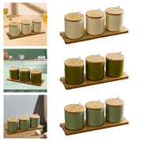 Maxbell 3 Pieces Ceramic Salt and Sugar Container for Counter Home Housewarming Gift white