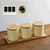 Maxbell 3 Pieces Ceramic Salt and Sugar Container for Counter Home Housewarming Gift white