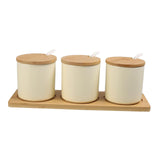 Maxbell 3 Pieces Ceramic Salt and Sugar Container for Counter Home Housewarming Gift white
