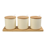 Maxbell 3 Pieces Ceramic Salt and Sugar Container for Counter Home Housewarming Gift white
