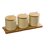 Maxbell 3 Pieces Ceramic Salt and Sugar Container for Counter Home Housewarming Gift white