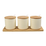 Maxbell 3 Pieces Ceramic Salt and Sugar Container for Counter Home Housewarming Gift white