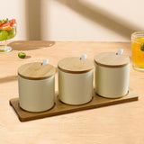 Maxbell 3 Pieces Ceramic Salt and Sugar Container for Counter Home Housewarming Gift white