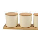 Maxbell 3 Pieces Ceramic Salt and Sugar Container for Counter Home Housewarming Gift white