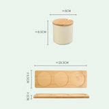 Maxbell 3 Pieces Ceramic Salt and Sugar Container for Counter Home Housewarming Gift white