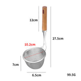 Maxbell Stainless Steel Pasta Spaghetti Strainer Wooden Handle Simple to Clean