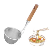 Maxbell Stainless Steel Pasta Spaghetti Strainer Wooden Handle Simple to Clean