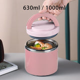 Maxbell Kitchen Thermal Cup Pink Portable Porridge Lunch Box for Travel Picnic 630ml