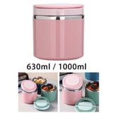 Maxbell Kitchen Thermal Cup Pink Portable Porridge Lunch Box for Travel Picnic 630ml