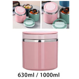 Maxbell Kitchen Thermal Cup Pink Portable Porridge Lunch Box for Travel Picnic 630ml