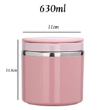 Maxbell Kitchen Thermal Cup Pink Portable Porridge Lunch Box for Travel Picnic 630ml