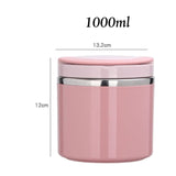 Maxbell Kitchen Thermal Cup Pink Portable Porridge Lunch Box for Travel Picnic 1000ml