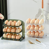 Maxbell Three Layers Egg Tray Dispenser Holder 24 Grid for Kitchen Drawer Household White