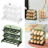 Maxbell Three Layers Egg Tray Dispenser Holder 24 Grid for Kitchen Drawer Household White