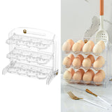 Maxbell Three Layers Egg Tray Dispenser Holder 24 Grid for Kitchen Drawer Household White