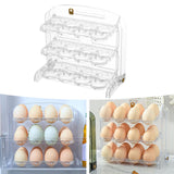 Maxbell Three Layers Egg Tray Dispenser Holder 24 Grid for Kitchen Drawer Household White