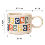 Maxbell Drinking Water Cup Ceramic with Handle Breakfast for Milk Alphabet