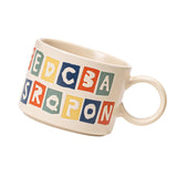 Maxbell Drinking Water Cup Ceramic with Handle Breakfast for Milk Alphabet