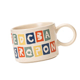 Maxbell Drinking Water Cup Ceramic with Handle Breakfast for Milk Alphabet