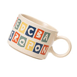 Maxbell Drinking Water Cup Ceramic with Handle Breakfast for Milk Alphabet