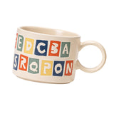 Maxbell Drinking Water Cup Ceramic with Handle Breakfast for Milk Alphabet