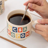 Maxbell Drinking Water Cup Ceramic with Handle Breakfast for Milk Alphabet