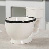 Maxbell Toilet Ceramic Mug Water Cup Creative White with A Black Rim Funny Novelty