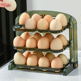 Maxbell Creative overturn Egg Box Three Layers Stackable Organizer Bin for Freezer Green