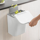 Maxbell Kitchen Waste Compost Bin with Lid Portable Multifunction for Home Bathroom 9L White pole