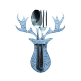Maxbell 4Pcs Christmas Cutlery Bag Pocket Elk design for Christmas Holiday Home