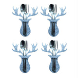 Maxbell 4Pcs Christmas Cutlery Bag Pocket Elk design for Christmas Holiday Home