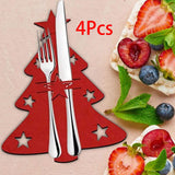Maxbell 4x Christmas Cutlery Bag Pocket Tableware Forks Pockets Bags for Supplies