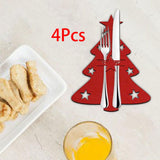 Maxbell 4x Christmas Cutlery Bag Pocket Tableware Forks Pockets Bags for Supplies