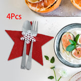Maxbell 4x Christmas Cutlery Holders Tableware Pocket Reusable for Home Table Decor