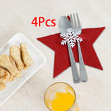 Maxbell 4x Christmas Cutlery Holders Tableware Pocket Reusable for Home Table Decor