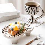 Maxbell Decorative Storage Tray Leopard zebra Ceramic Ice for Decor Triangle plate