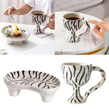Maxbell Decorative Storage Tray Leopard zebra Ceramic Ice for Decor Triangle plate