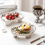 Maxbell Decorative Storage Tray Leopard zebra Ceramic Ice for Decor Triangle plate