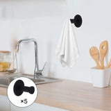 Maxbell 5Pcs Heavy Duty Wall Hooks No Drilling Reusable for Bedroom Living Room black