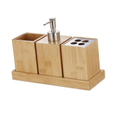 Maxbell 4 Pieces Wooden Bathroom Accessories Set Tray for Bathroom Hotel Household