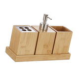 Maxbell 4 Pieces Wooden Bathroom Accessories Set Tray for Bathroom Hotel Household