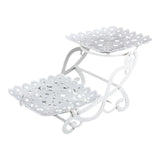 Maxbell 2 Tiers Cake Stand Snack Display Tray Dessert Tray for Dessert Afternoon Tea Heart Square