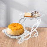 Maxbell 2 Tiers Cake Stand Snack Display Tray Dessert Tray for Dessert Afternoon Tea Heart Square