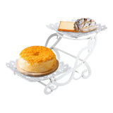 Maxbell 2 Tiers Cake Stand Snack Display Tray Dessert Tray for Dessert Afternoon Tea Heart Square