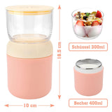 Maxbell Lunch Pot Yogurt Container Insulated Food Container 2 Tier for Fruit Milk Pink